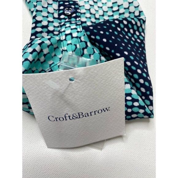 Croft & Barrow Blue Teal Aqua 3/4 Sleeve Chiffon Top Blouse Small NEW - Picture 6 of 9
